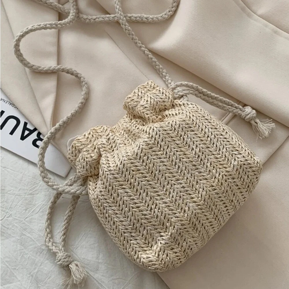 ⚠️Clearance Floral Cute Straw Bag / Drawstring Crossbody Bag - Picture 7 of 8